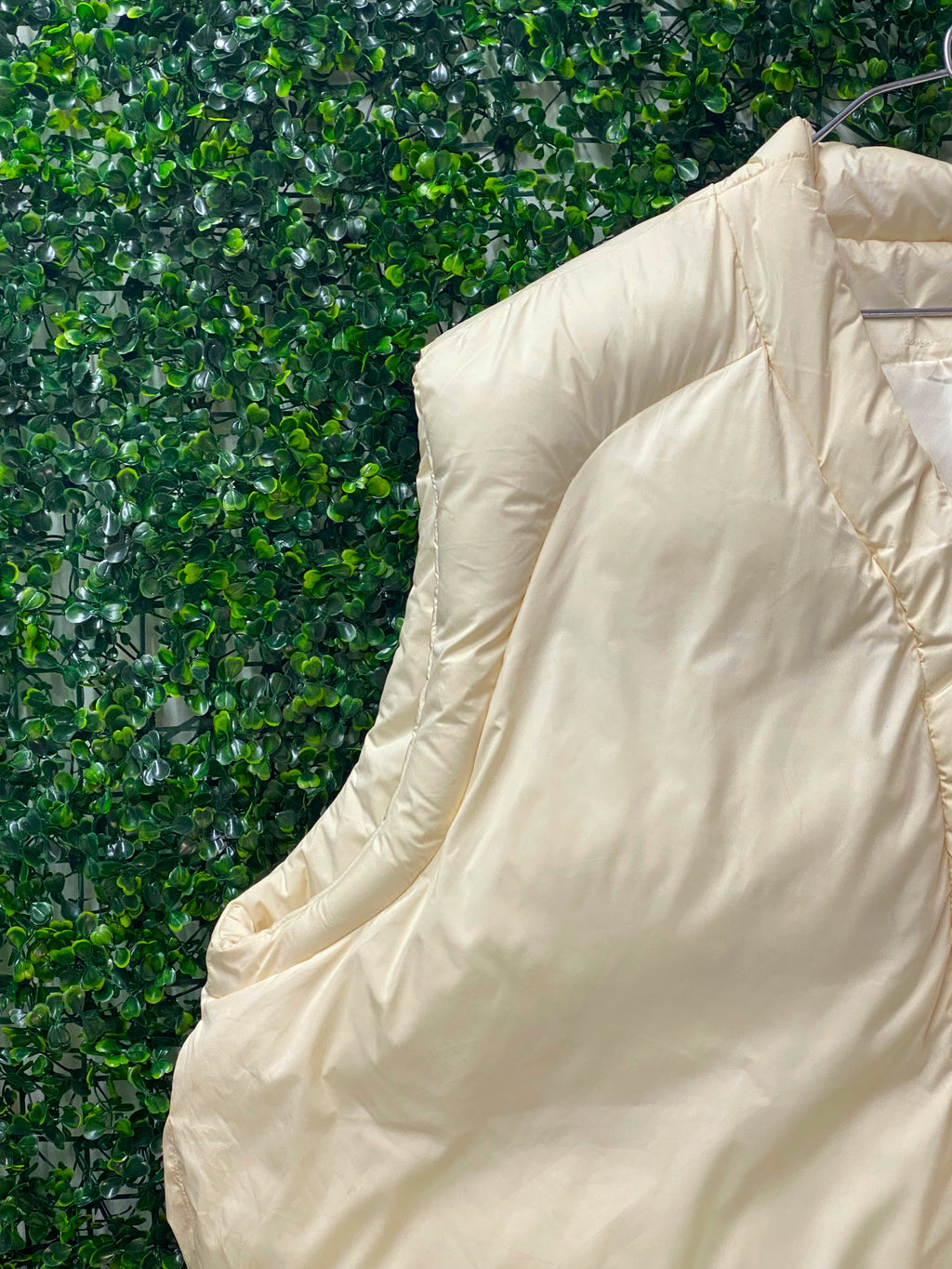 Cream Puffer Vest — detail