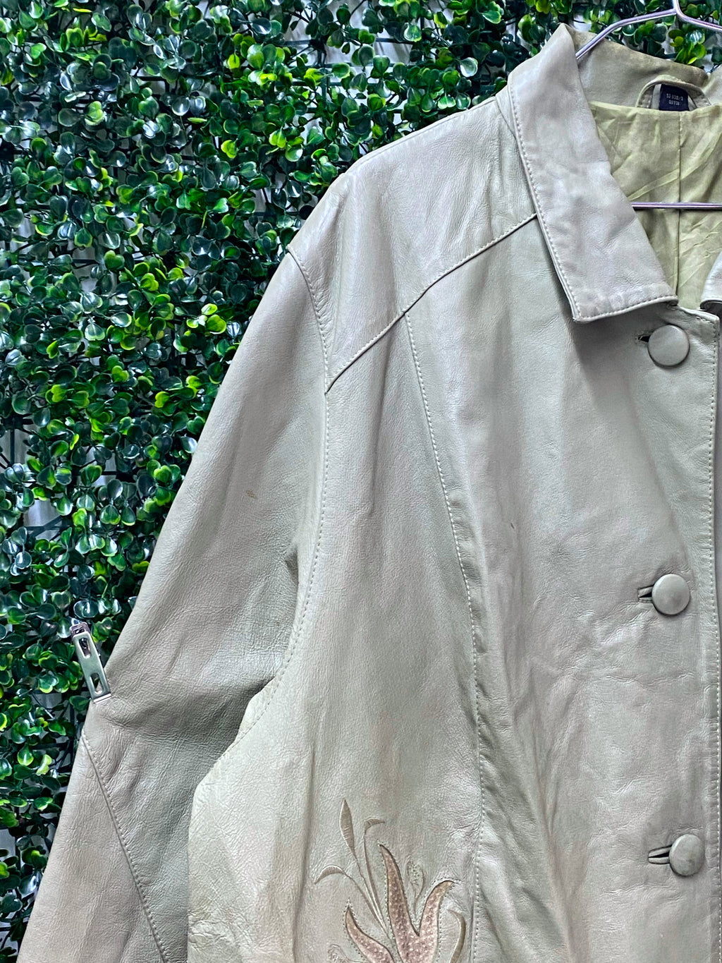 Stone Embroidered Lightweight Coat — detail