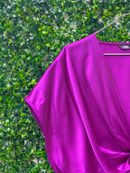 Zara Magenta Twist Front Blouse — detail