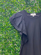 Witchery Black Flutter Sleeve Top — detail