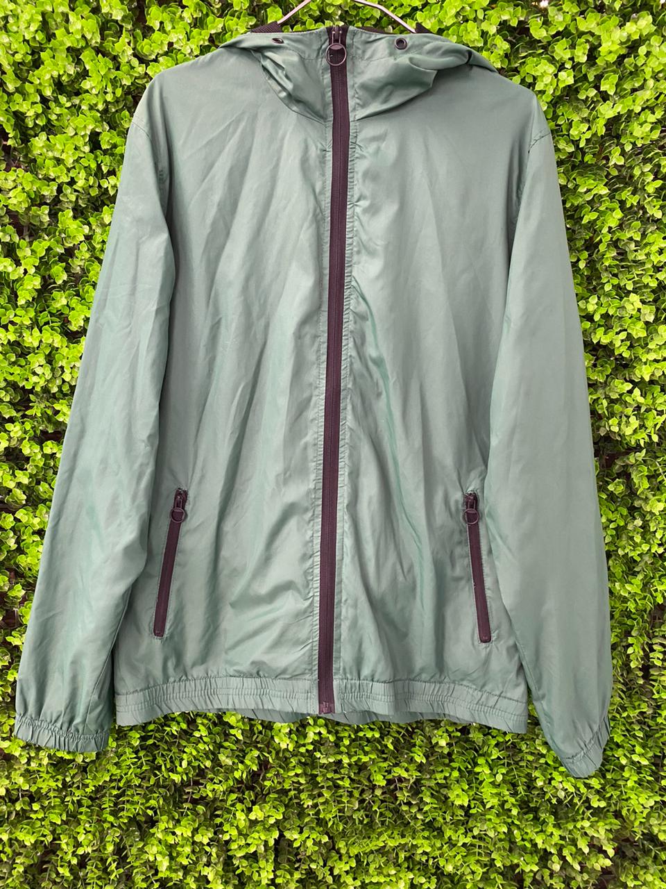 Green Hooded Windbreaker Jacket
