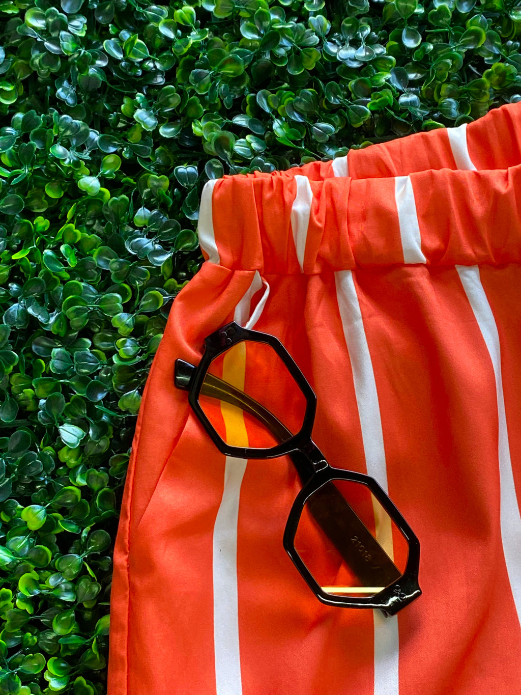 Orange Stripe Wide Leg Trousers — detail