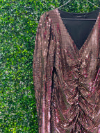 Jo Borkett Metallic Ruched Mini Dress — detail