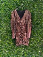 Jo Borkett Metallic Ruched Mini Dress — detail