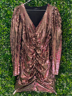 Jo Borkett Metallic Ruched Mini Dress — front