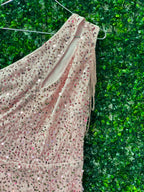 Blush Sequin One Shoulder Mini Dress — detail