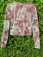 Sage & Mauve Abstract Mesh Crop Top