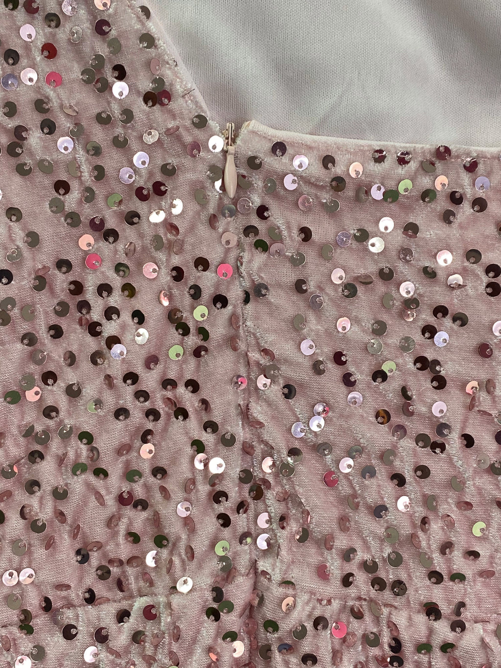 Blush Sequin One Shoulder Mini Dress — detail