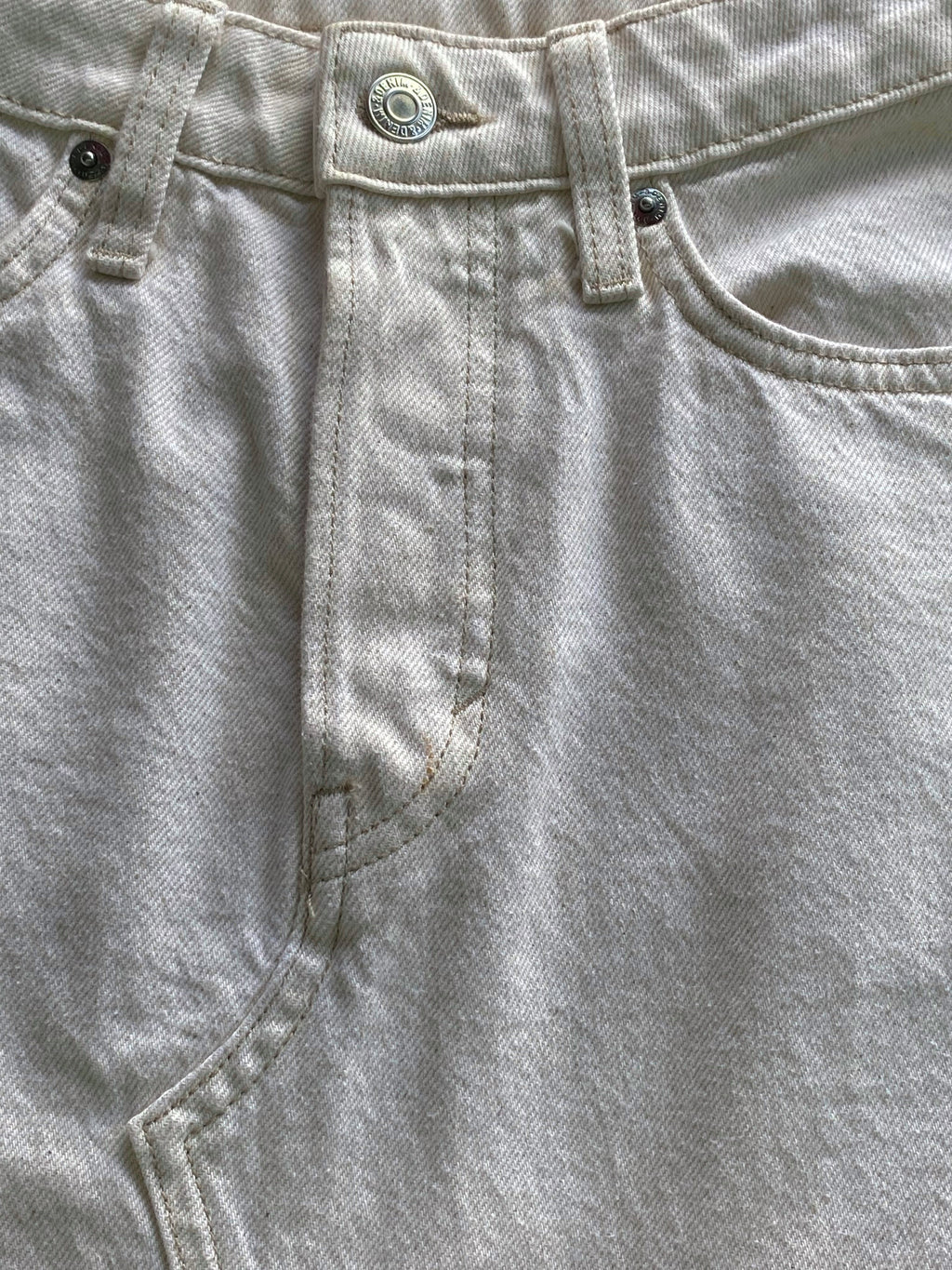&DENIM Cream Cotton Midi Skirt — detail