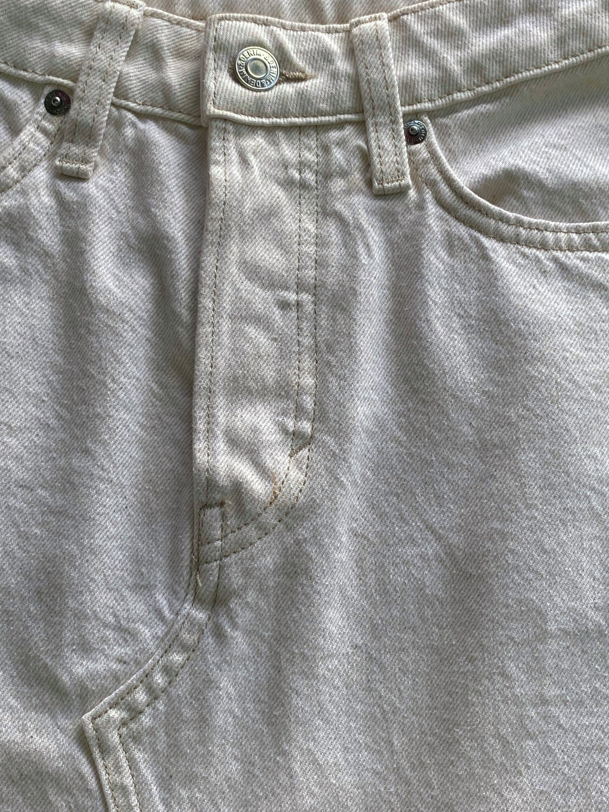 &DENIM Cream Cotton Midi Skirt — detail