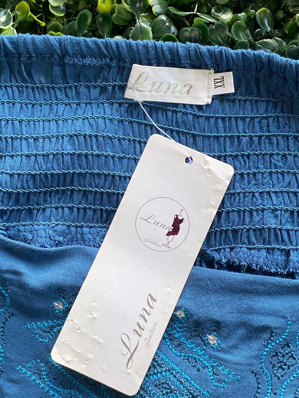 Luna Fashion Blue Embroidered Harem Trousers — brand