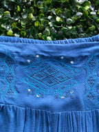 Luna Fashion Blue Embroidered Harem Trousers — detail