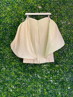 Cream Pleated Statement Sleeve Top — detail