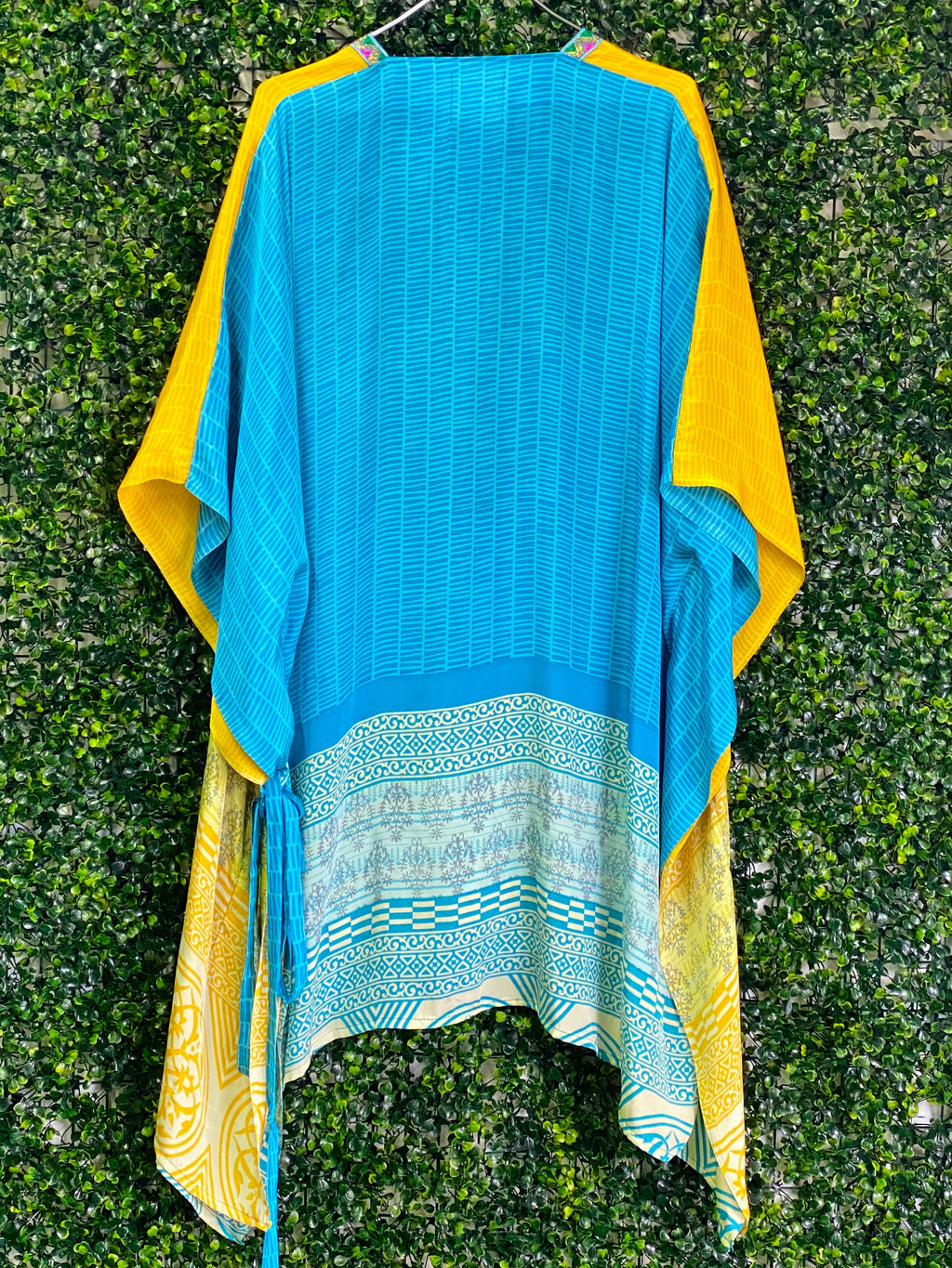 Yellow and Blue Embellished Kaftan — back