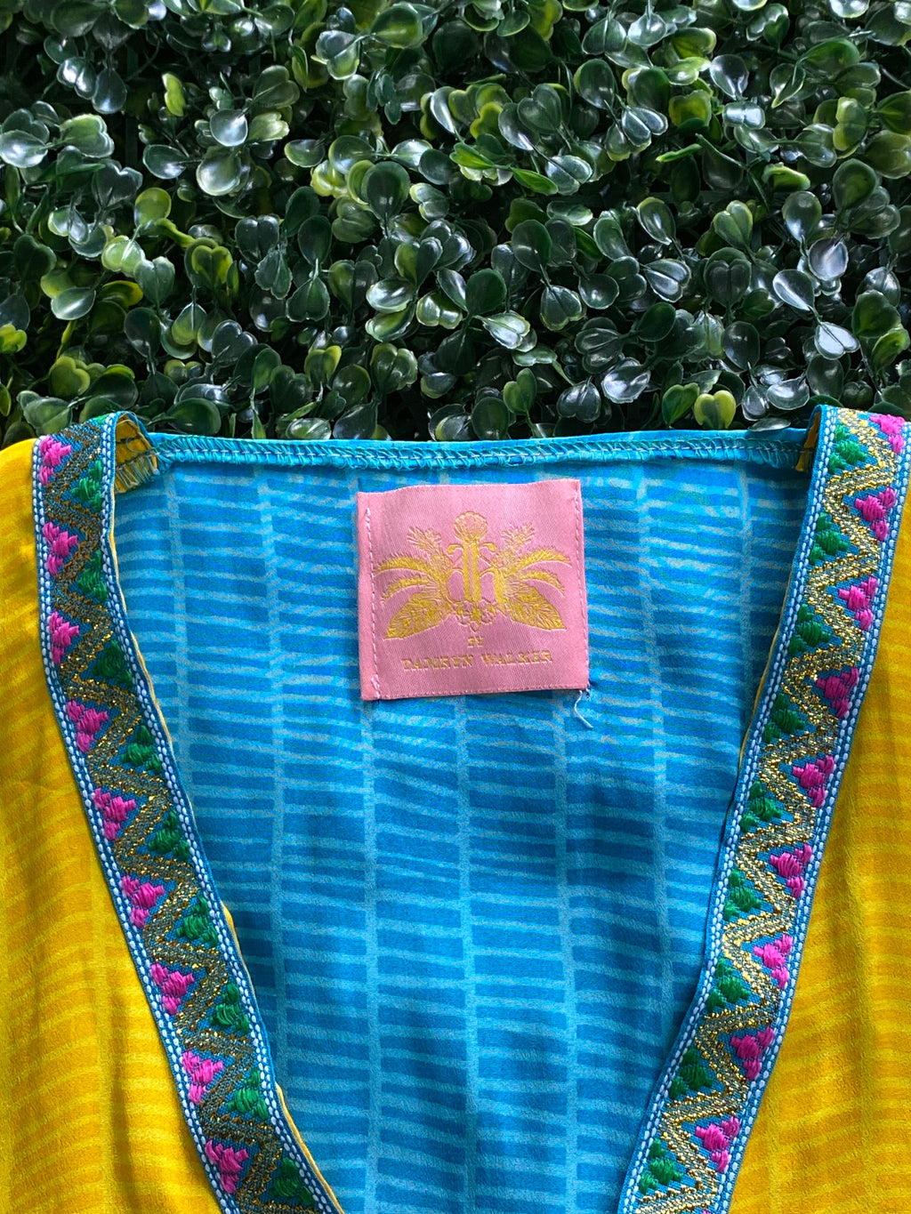 Yellow and Blue Embellished Kaftan — brand