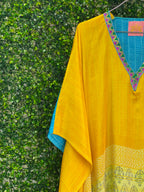 Yellow and Blue Embellished Kaftan — detail