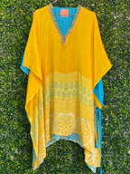 Yellow and Blue Embellished Kaftan — front