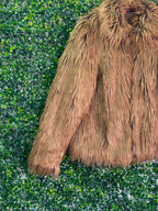 Brown Shaggy Faux Fur Jacket — detail