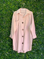 Zara Blush Longline Button Shirt — detail