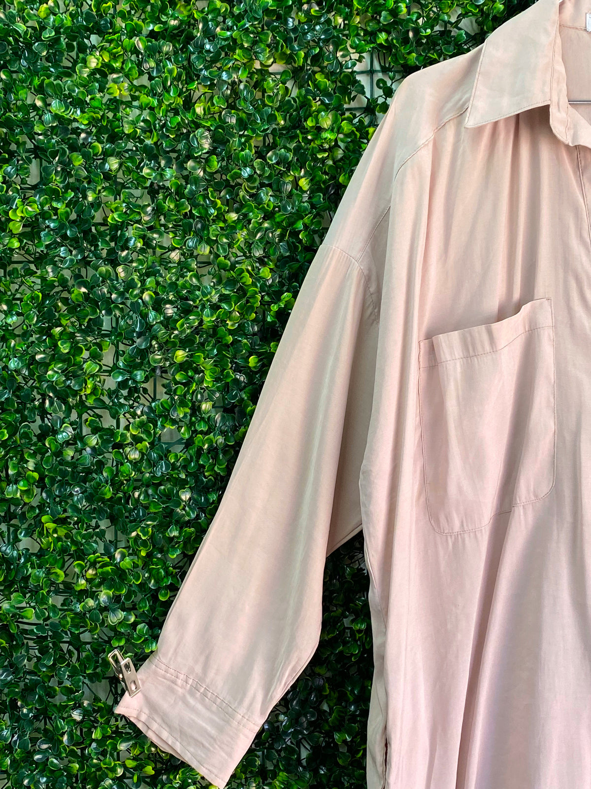 Zara Blush Longline Button Shirt — detail