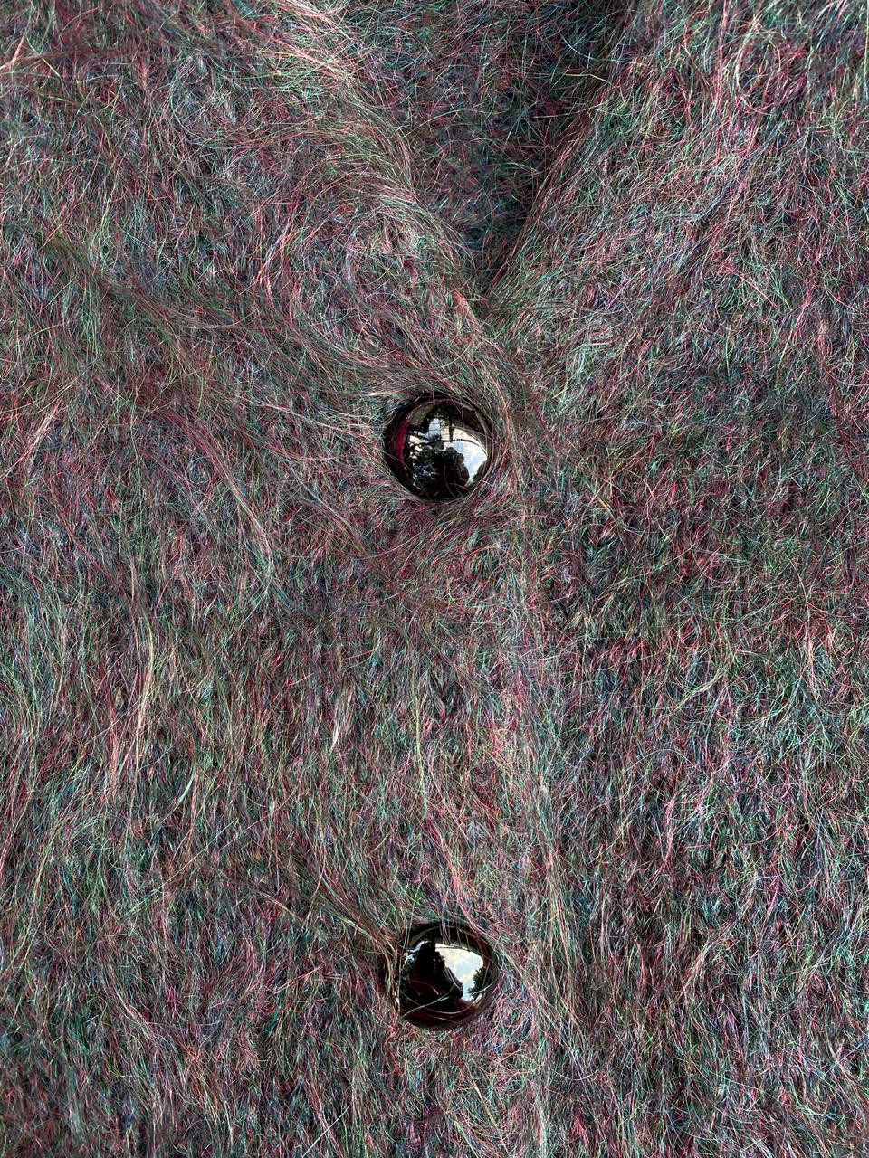 Charcoal Mohair-Style Cropped Cardigan