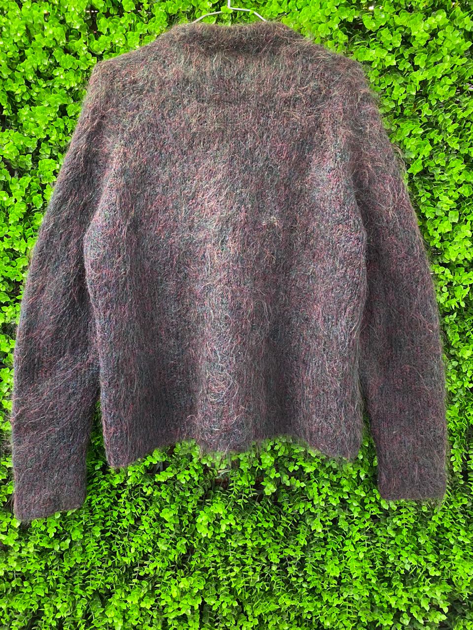 Charcoal Mohair-Style Cropped Cardigan