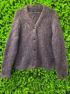Charcoal Mohair-Style Cropped Cardigan