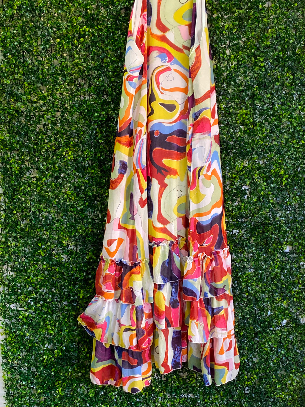 U-STAR Abstract Halter Maxi Dress — detail