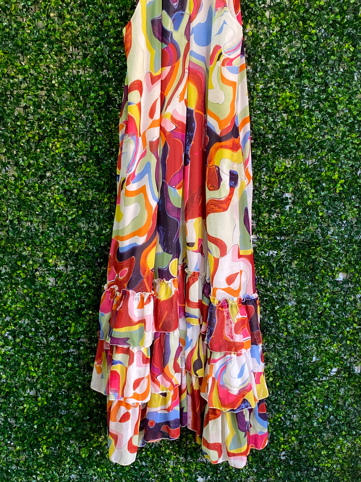 U-STAR Abstract Halter Maxi Dress — detail