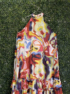 U-STAR Abstract Halter Maxi Dress — front