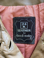 24K Leather Tan Long Coat — brand