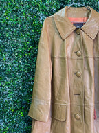 24K Leather Tan Long Coat — detail