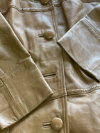 24K Leather Tan Long Coat — detail