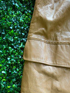 24K Leather Tan Long Coat — detail