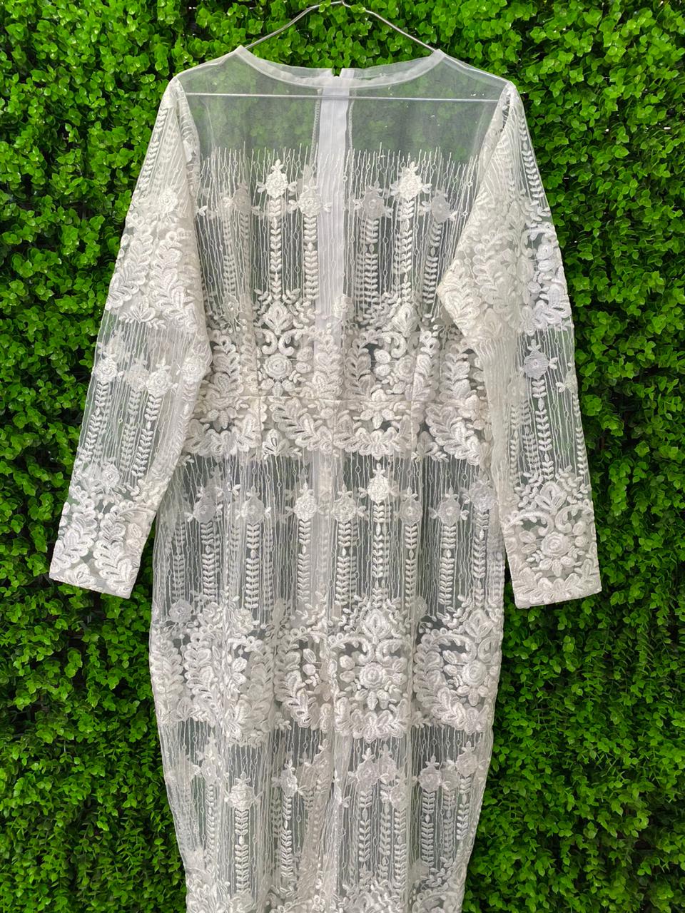 White Sheer Lace Jumpsuit