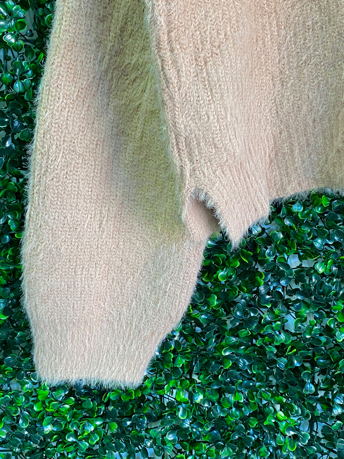Refinery Beige Fluffy Knit Sweater — detail