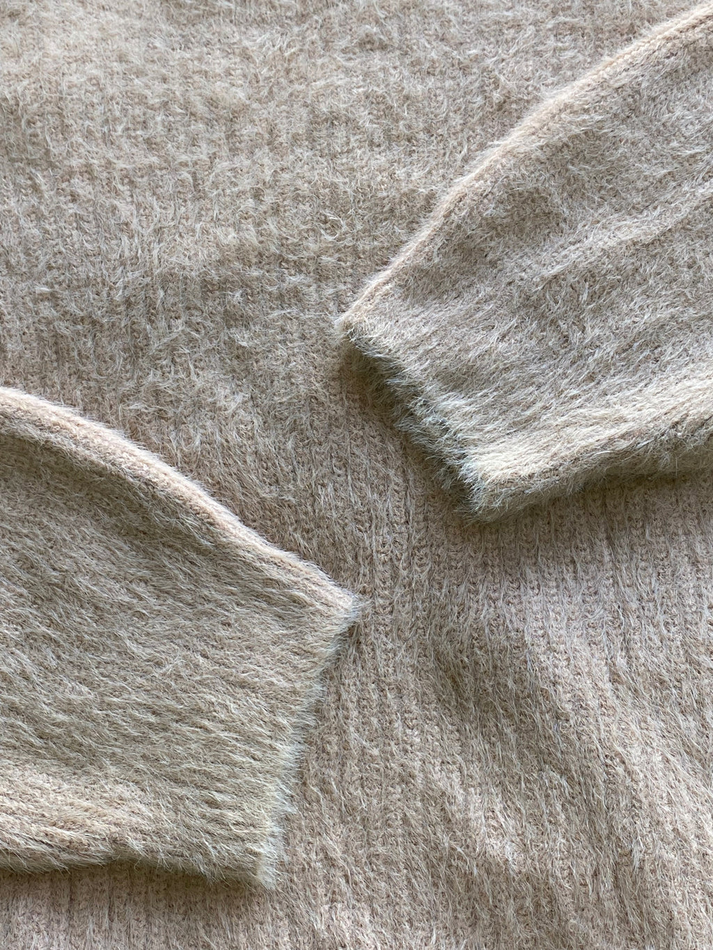 Refinery Beige Fluffy Knit Sweater — detail