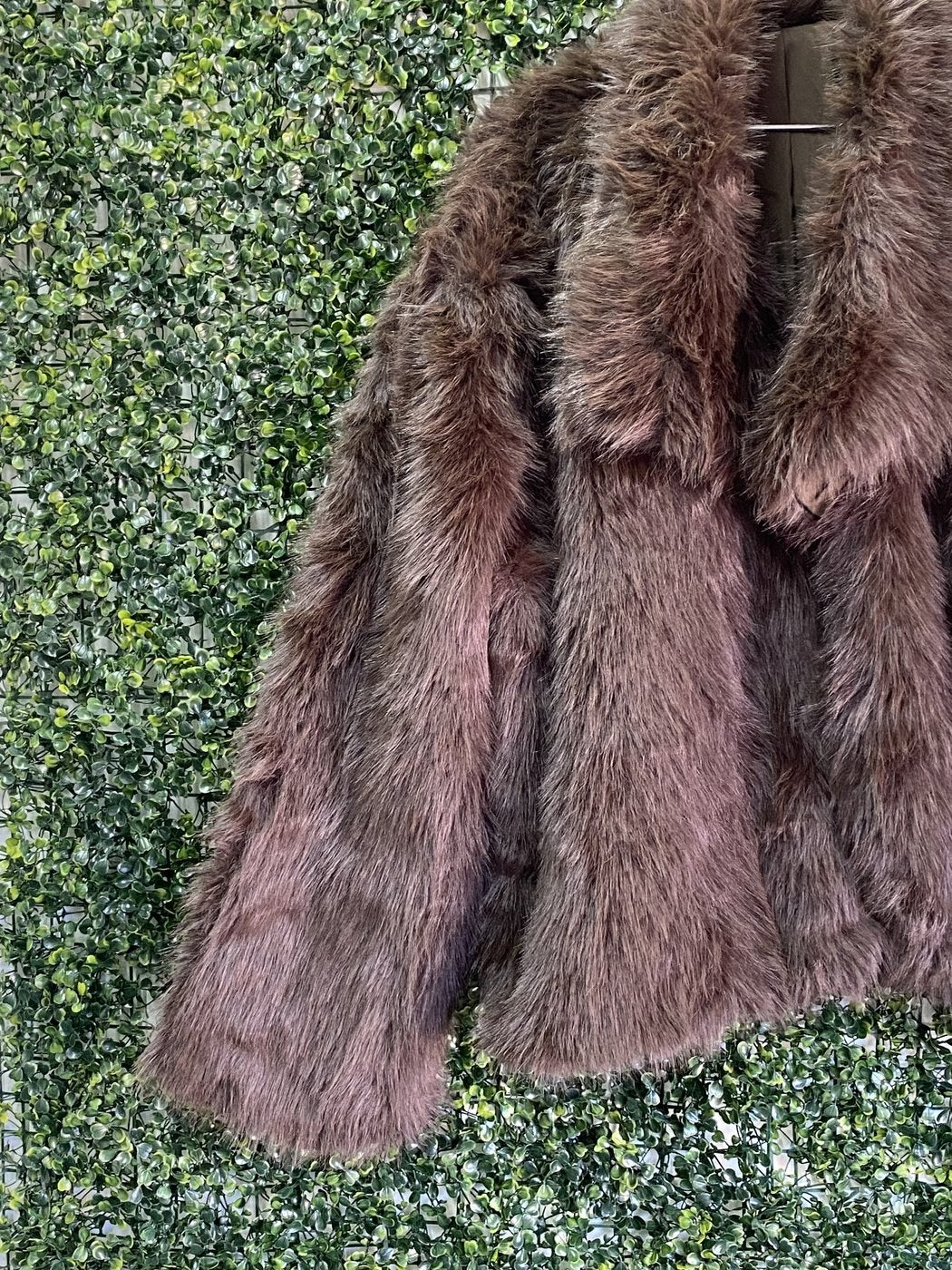 Brown Faux Fur Coat — detail