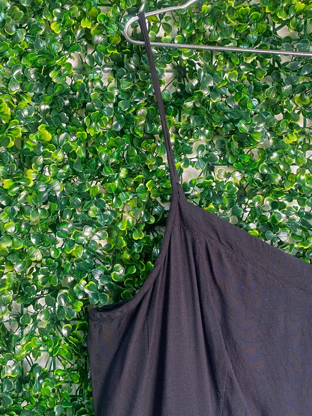 LCW Casual Black Smocked Cami Knee-Length Dress — detail