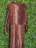 H&M Brown Snake-Print Ruched Maxi Dress — back