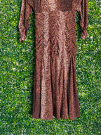 H&M Brown Snake-Print Ruched Maxi Dress — back