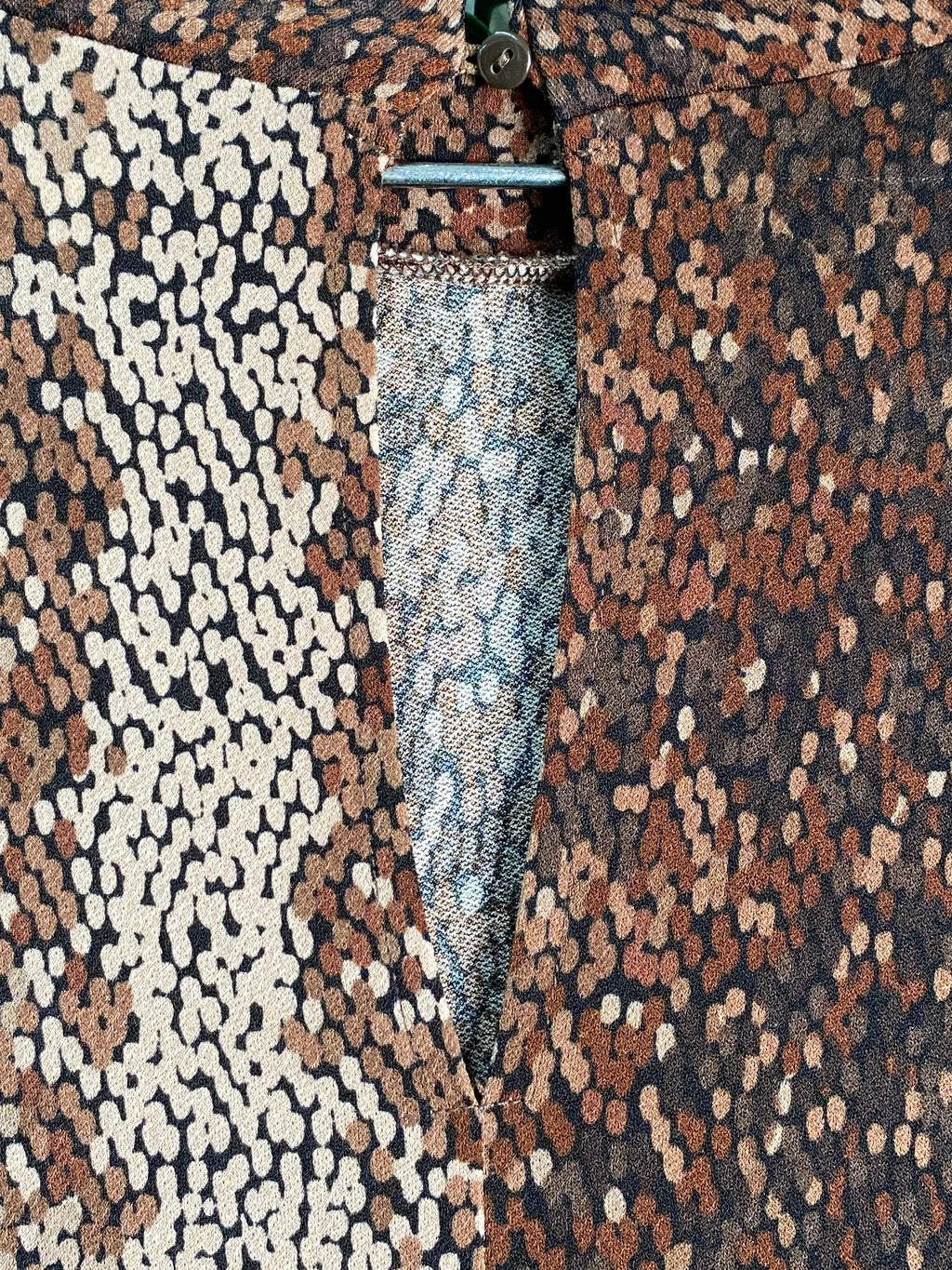 H&M Brown Snake-Print Ruched Maxi Dress — detail