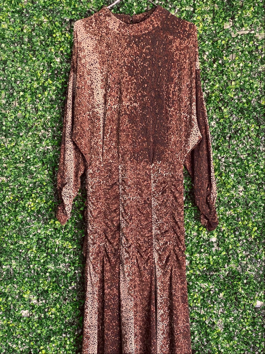 H&M Brown Snake-Print Ruched Maxi Dress — front