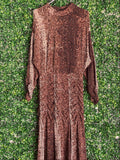 H&M Brown Snake-Print Ruched Maxi Dress — front