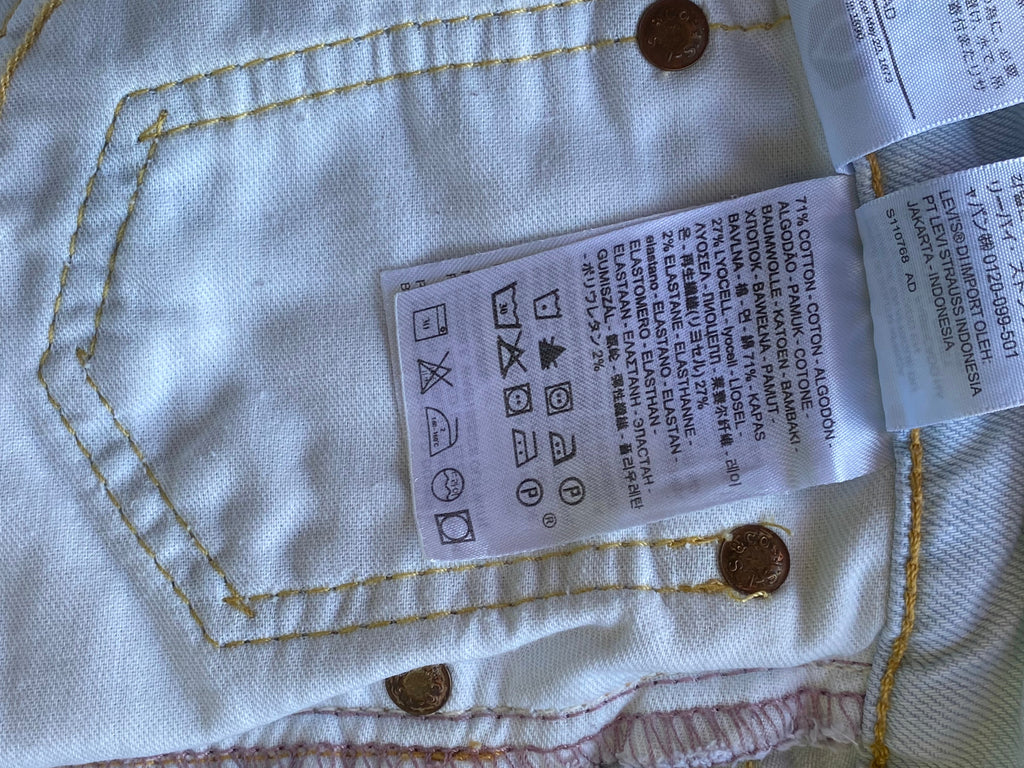 Levi's 510 Off-White Skinny Jeans — care