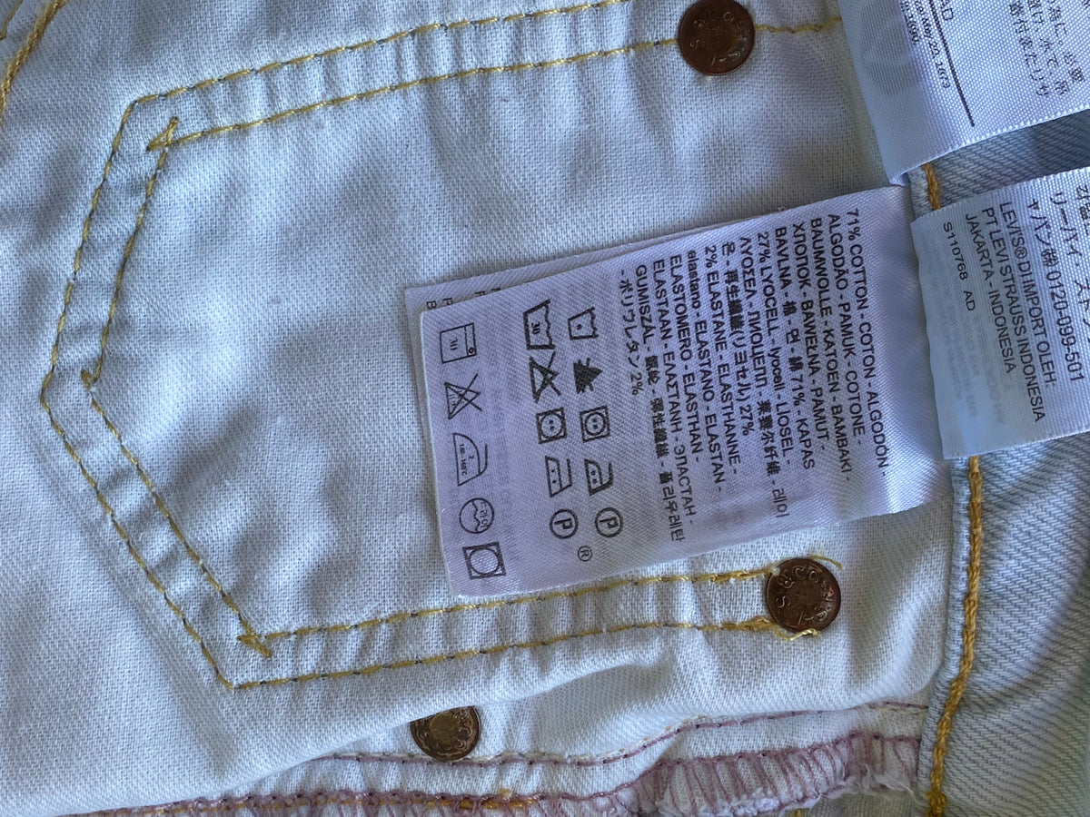 Levi's 510 Off-White Skinny Jeans — care