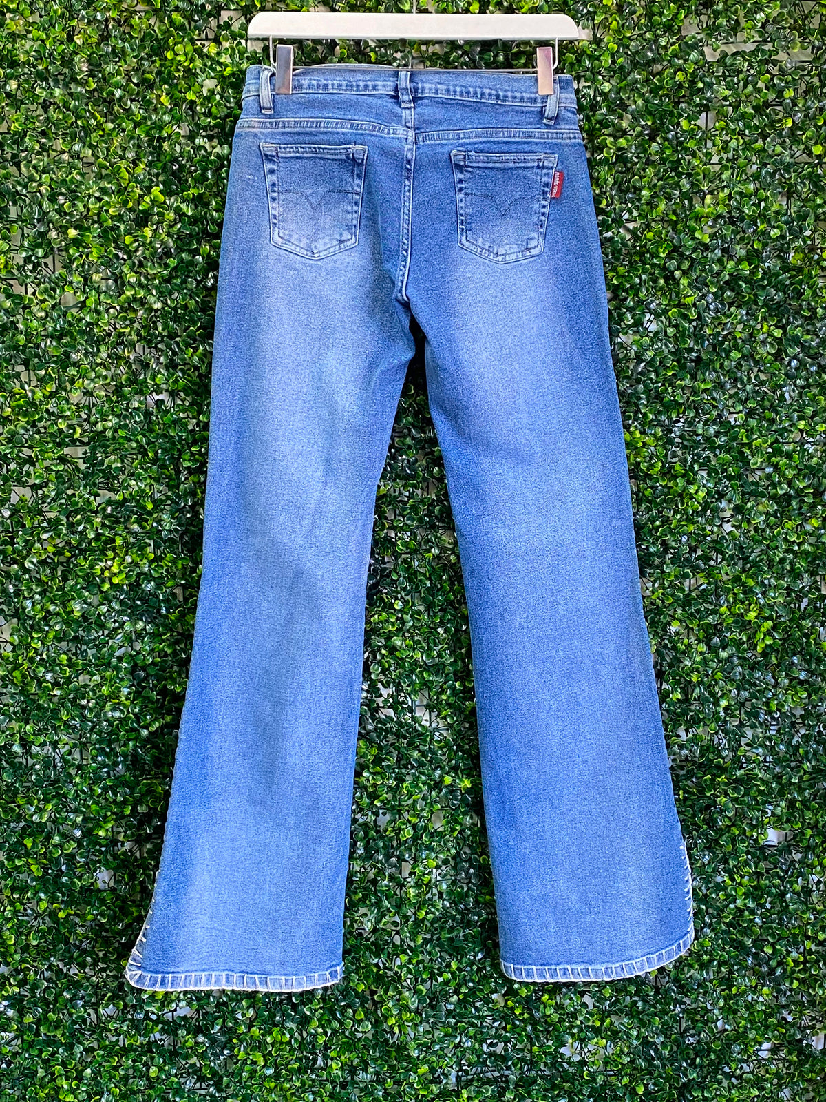 Mamão Verde Blue Crochet-Patch Wide-Leg Jeans — back_alt