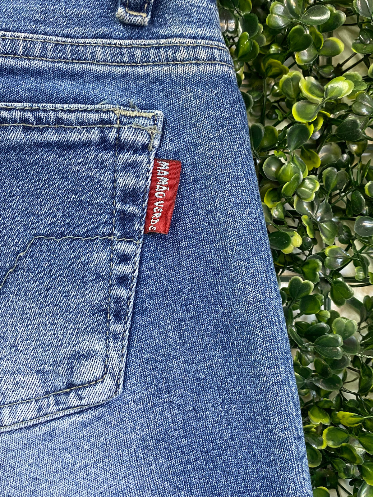 Mamão Verde Blue Crochet-Patch Wide-Leg Jeans — brand_detail