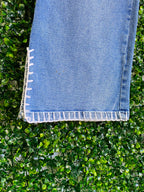 Mamão Verde Blue Crochet-Patch Wide-Leg Jeans — detail