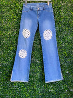 Mamão Verde Blue Crochet-Patch Wide-Leg Jeans — front_alt